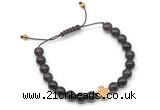 CGB9163 8mm, 10mm smoky quartz & cross hematite adjustable bracelets