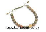 CGB9167 8mm, 10mm unakite & cross hematite adjustable bracelets