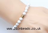 CGB9236 8mm, 10mm white howlite & drum hematite power beads bracelets