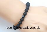 CGB9243 8mm, 10mm black lava & drum hematite power beads bracelets