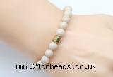 CGB9245 8mm, 10mm white fossil jasper & drum hematite power beads bracelets