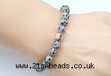 CGB9252 8mm, 10mm dalmatian jasper & drum hematite power beads bracelets