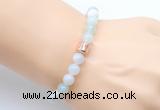 CGB9255 8mm, 10mm sea blue banded agate & drum hematite power beads bracelets