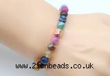 CGB9258 8mm, 10mm colorful banded agate & drum hematite power beads bracelets