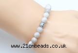 CGB9263 8mm, 10mm white crazy lace agate & drum hematite power beads bracelets