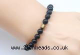 CGB9269 8mm, 10mm black agate & drum hematite power beads bracelets