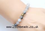 CGB9288 8mm, 10mm black rutilated quartz & drum hematite power beads bracelets