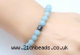 CGB9307 8mm, 10mm matte amazonite & drum hematite power beads bracelets