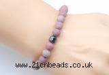 CGB9326 8mm, 10mm matte pink wooden jasper & drum hematite power beads bracelets