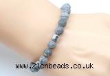 CGB9332 8mm, 10mm matte grey picture jasper & drum hematite power beads bracelets