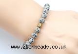 CGB9334 8mm, 10mm matte dalmatian jasper & drum hematite power beads bracelets
