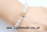 CGB9350 8mm, 10mm white jade & cross hematite power beads bracelets