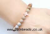 CGB9354 8mm, 10mm fossil coral & cross hematite power beads bracelets