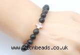 CGB9362 8mm, 10mm coffee wooden jasper & cross hematite power beads bracelets