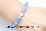 CGB9371 8mm, 10mm blue banded agate & cross hematite power beads bracelets