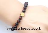 CGB9393 8mm, 10mm red tiger eye & cross hematite power beads bracelets