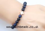 CGB9397 8mm, 10mm blue tiger eye & cross hematite power beads bracelets