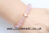 CGB9417 8mm, 10mm matte rose quartz & cross hematite power beads bracelets