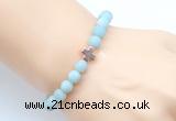 CGB9423 8mm, 10mm matte amazonite & cross hematite power beads bracelets