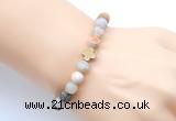 CGB9429 8mm, 10mm matte bamboo leaf agate & cross hematite power beads bracelets