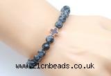 CGB9433 8mm, 10mm matte snowflake obsidian & cross hematite power beads bracelets