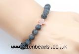 CGB9441 8mm, 10mm matte black labradorite & cross hematite power beads bracelets