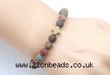 CGB9444 8mm, 10mm matte picasso jasper & cross hematite power beads bracelets