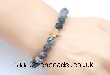 CGB9449 8mm, 10mm matte black water jasper & cross hematite power beads bracelets