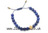 CGB9467 8mm, 10mm lapis lazuli & cross hematite adjustable bracelets