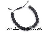 CGB9468 8mm, 10mm black lava & cross hematite adjustable bracelets