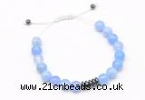 CGB9481 8mm, 10mm blue banded agate & rondelle hematite adjustable bracelets