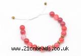 CGB9482 8mm, 10mm red banded agate & rondelle hematite adjustable bracelets