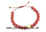 CGB9493 8mm, 10mm red agate & cross hematite adjustable bracelets