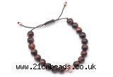 CGB9502 8mm, 10mm red tiger eye & cross hematite adjustable bracelets