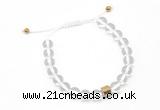 CGB9510 8mm, 10mm white crystal & drum hematite adjustable bracelets