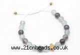 CGB9517 8mm, 10mm fluorite & cross hematite adjustable bracelets