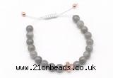 CGB9519 8mm, 10mm labradorite & cross hematite adjustable bracelets