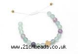 CGB9530 8mm, 10mm matte fluorite & cross hematite adjustable bracelets