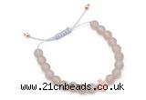 CGB9537 8mm, 10mm matte grey agate & cross hematite adjustable bracelets