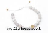 CGB9538 8mm, 10mm matte white crazy lace agate & cross hematite adjustable bracelets