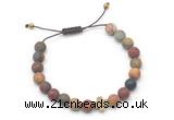 CGB9554 8mm, 10mm matte picasso jasper & cross hematite adjustable bracelets