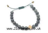 CGB9561 8mm, 10mm matte kambaba jasper & cross hematite adjustable bracelets