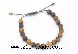 CGB9565 8mm, 10mm matte yellow tiger eye & cross hematite adjustable bracelets