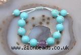 CGB9602 12mm round blue howlite & amethyst adjustable bracelets