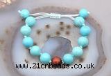 CGB9609 12mm round blue howlite & red tiger eye adjustable bracelets