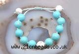 CGB9617 12mm round blue howlite & white howlite adjustable bracelets