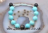 CGB9624 12mm round blue howlite & golden obsidian adjustable bracelets