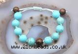 CGB9627 12mm round blue howlite & bronzite adjustable bracelets