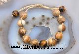 CGB9709 12mm round picture jasper & yellow tiger eye adjustable bracelets