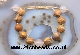 CGB9718 12mm round picture jasper & rose quartz adjustable bracelets